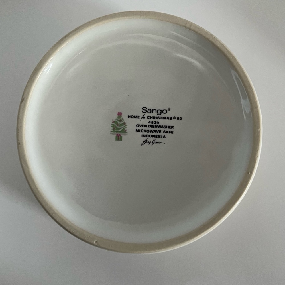NEW VINTAGE SANGO ~ GRAVY BOWL AND SAUCER ~ HOME FOR CHRISTMAS PATTERN - Picture 6 of 8